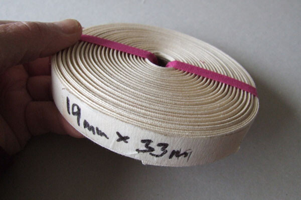 Cotton bookbinding tapes ~ unbleached ~ stiffened, Non-adhesive tapes, Tapes, Materials, Cotton bookbinding tape ~ unbleached ~ starched ~ 19mm  wide ~ sold in 33m rolls